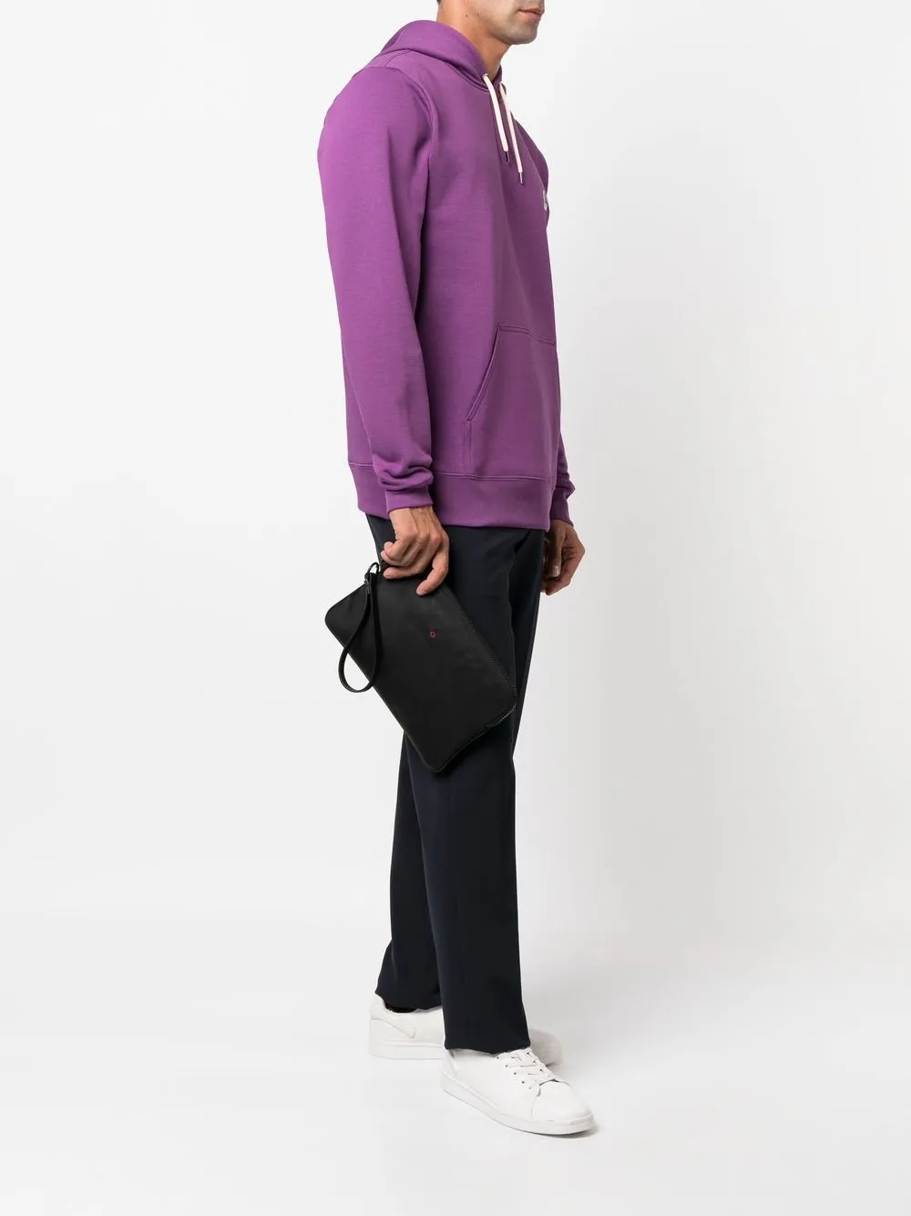 Kiton Clutch met geborduurd logo - Zwart