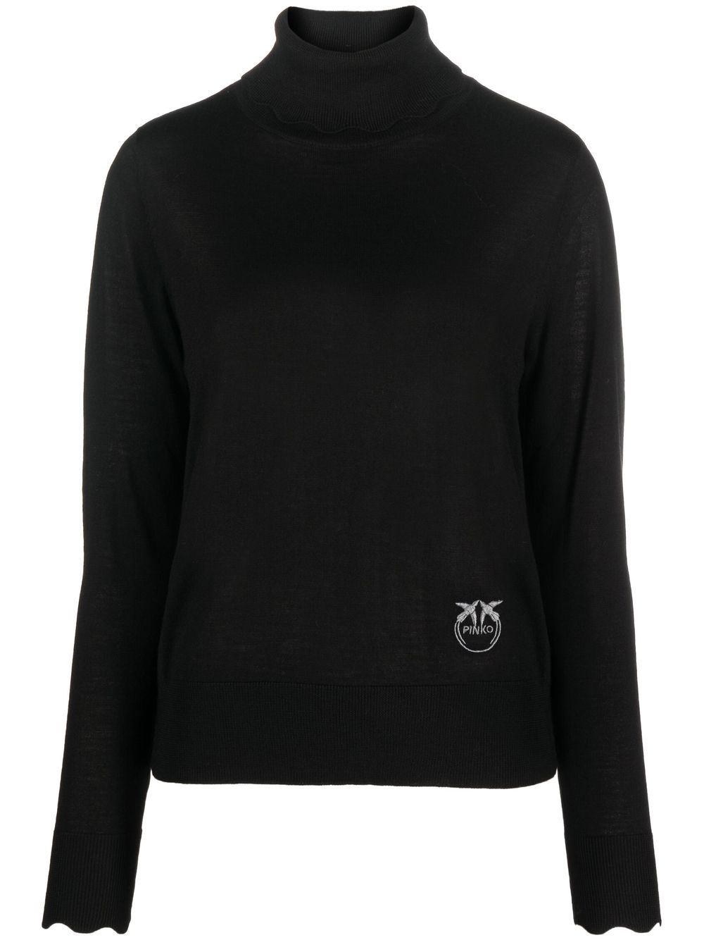 

PINKO logo-embroidered roll-neck jumper - Black