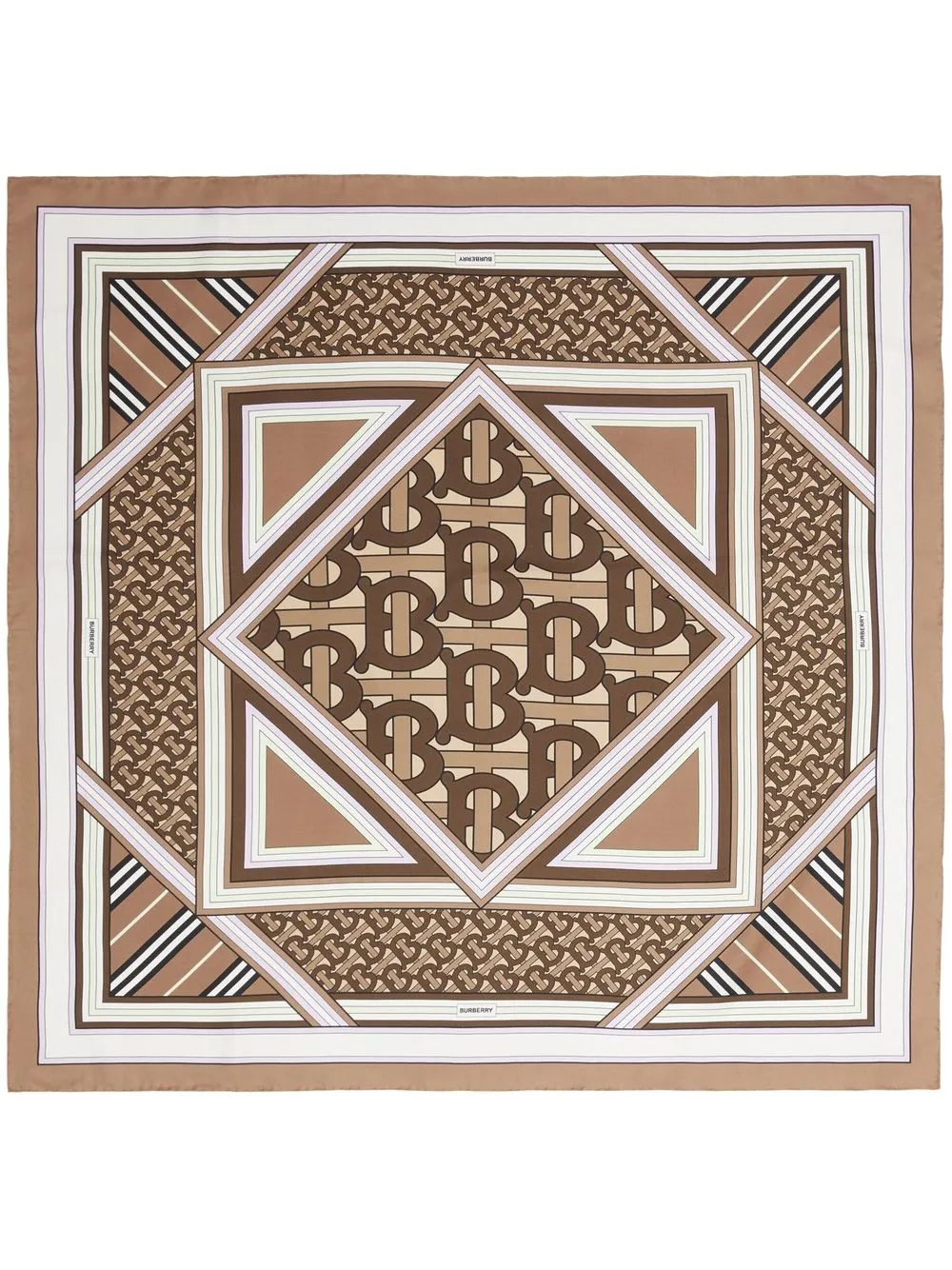 

Burberry Montage-print silk square scarf - Brown