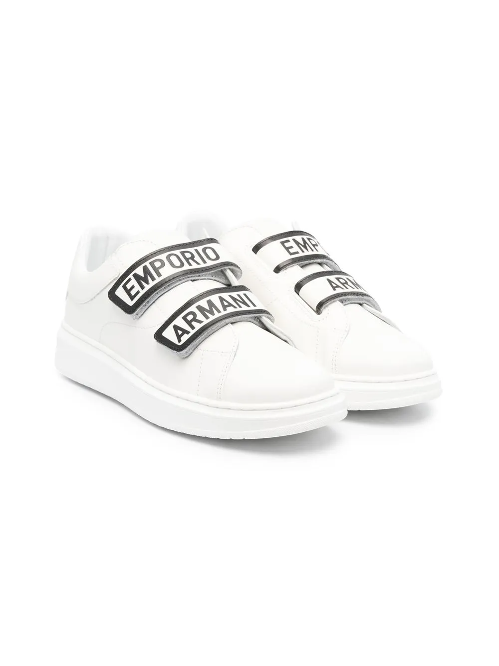 

Emporio Armani Kids tenis bajos con cierre autoadherente - Blanco