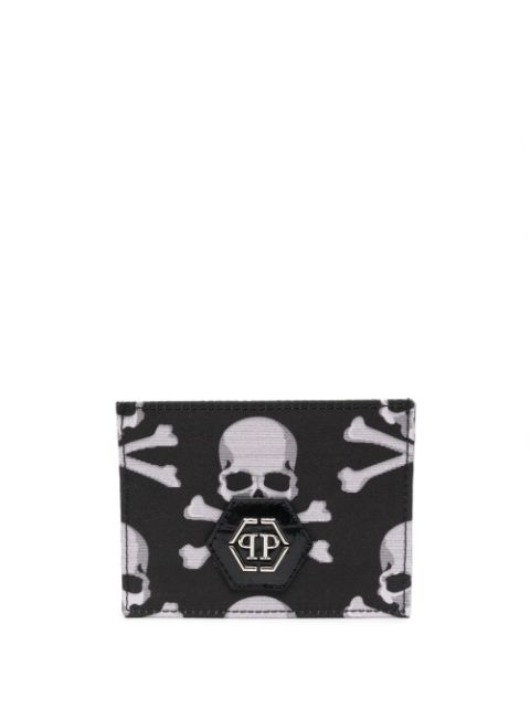 Philipp Plein skull-print leather cardholder Men