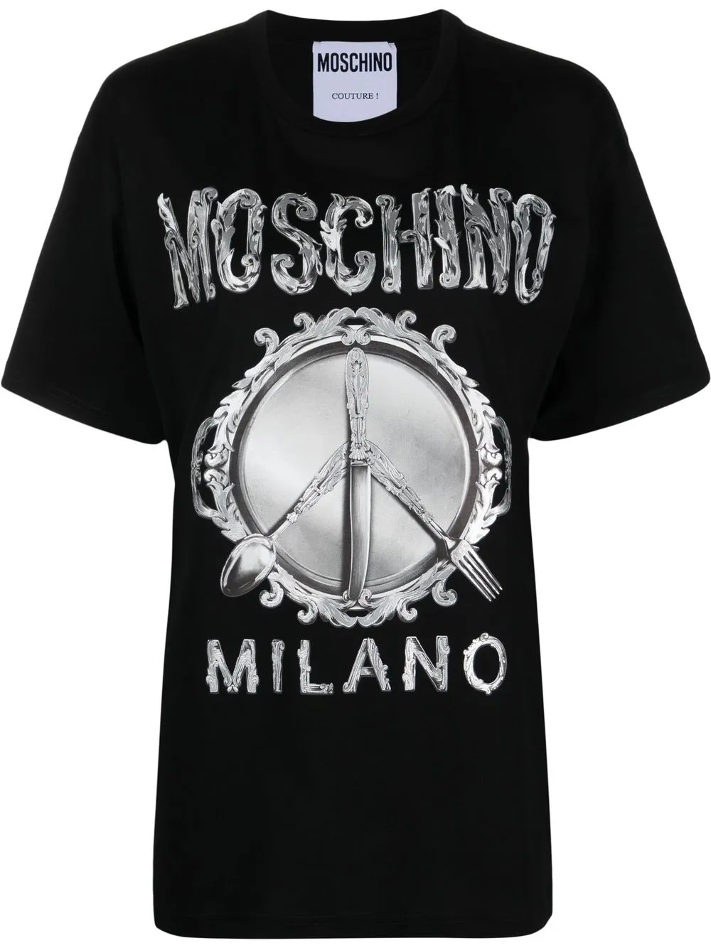 

Moschino cutlery logo print T-shirt - Black