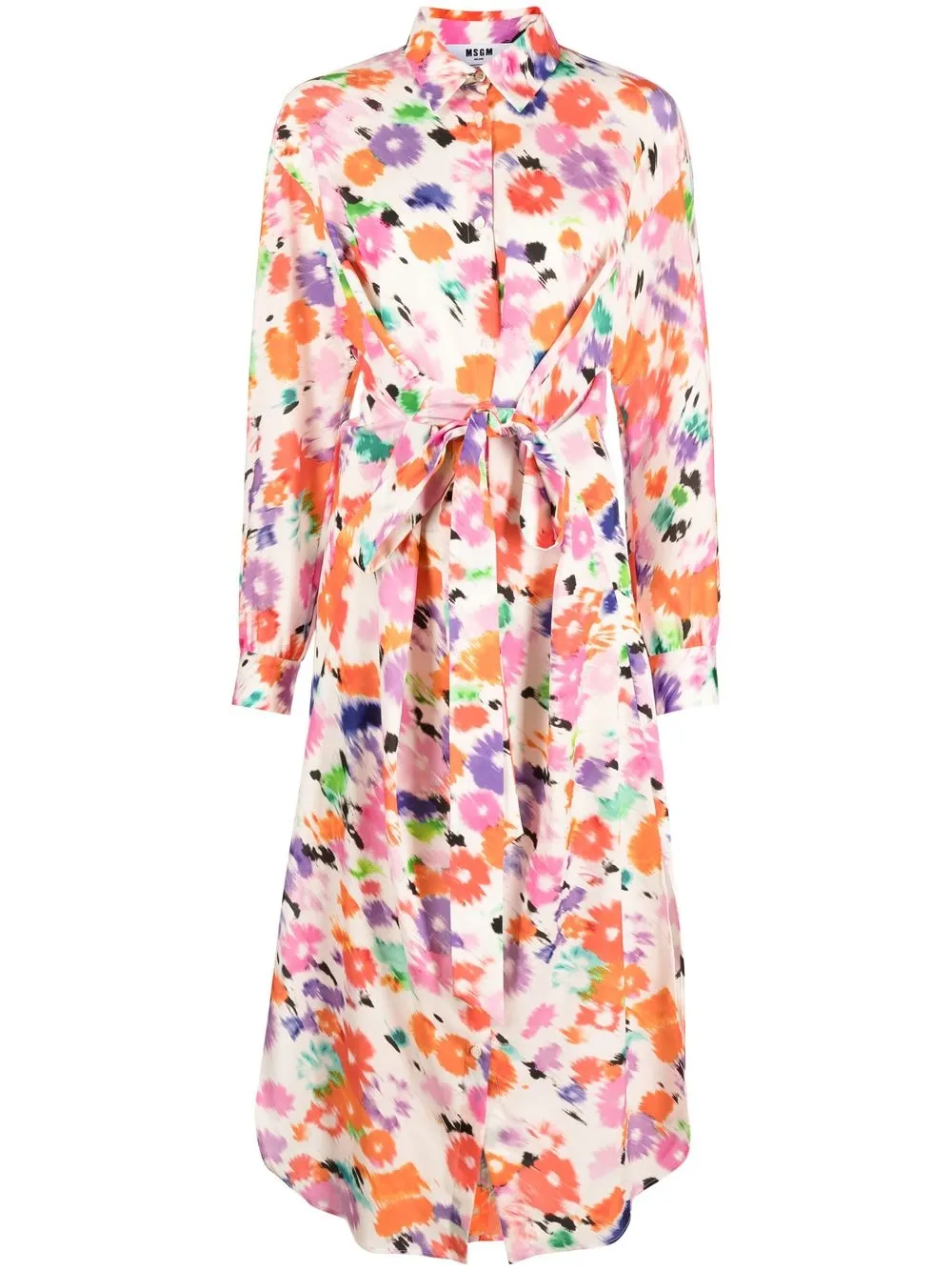 

MSGM vestido camisero con estampado floral - Rosado