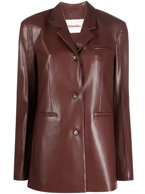 Nanushka single-breasted faux-leather jacket