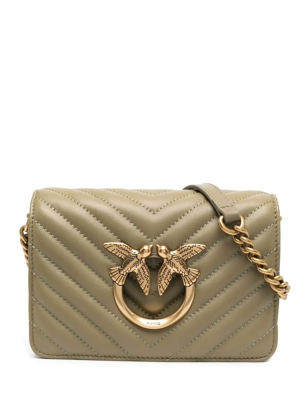 

PINKO quilted logo-plaque satchel bag - Green