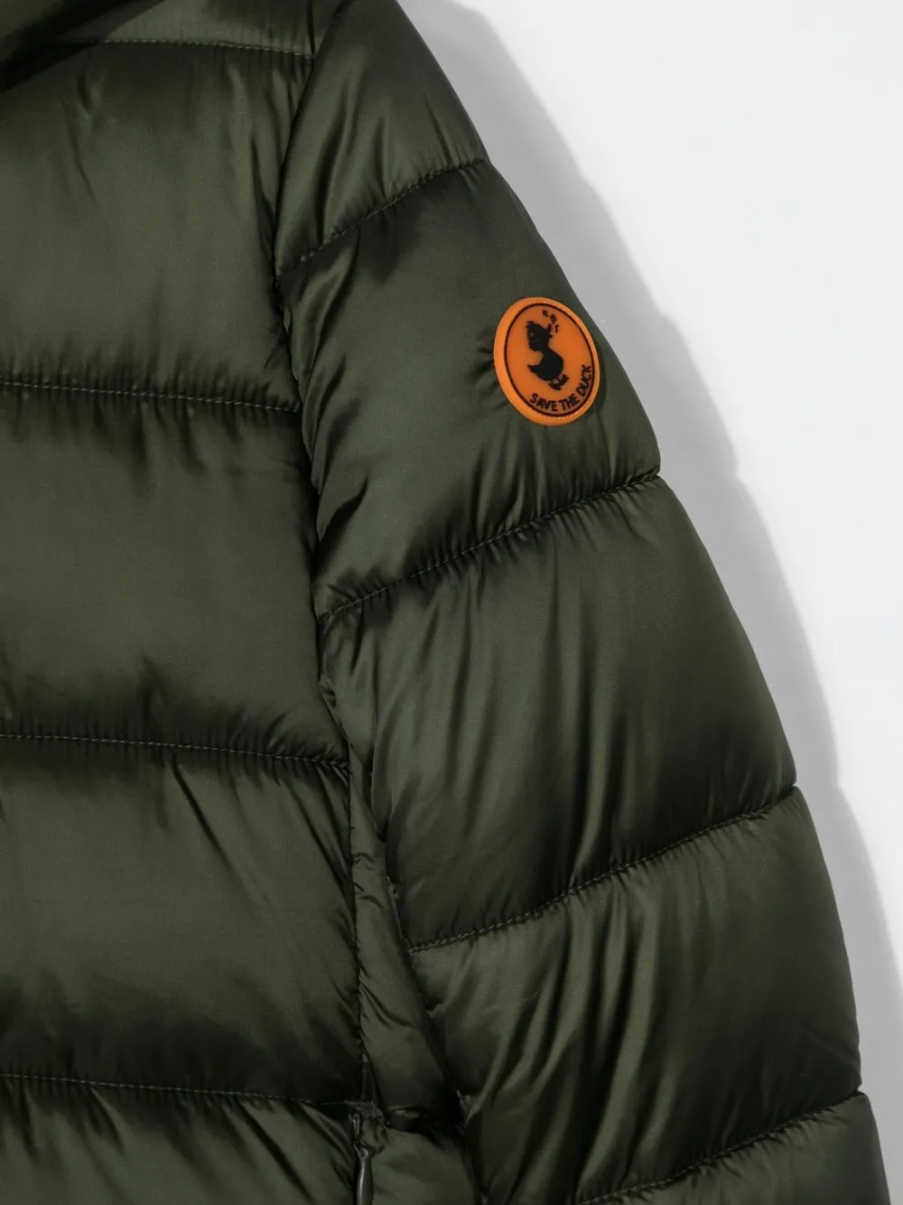  Save The Duck Kids Logo-patch Hooded Puffer Jacket - Green 