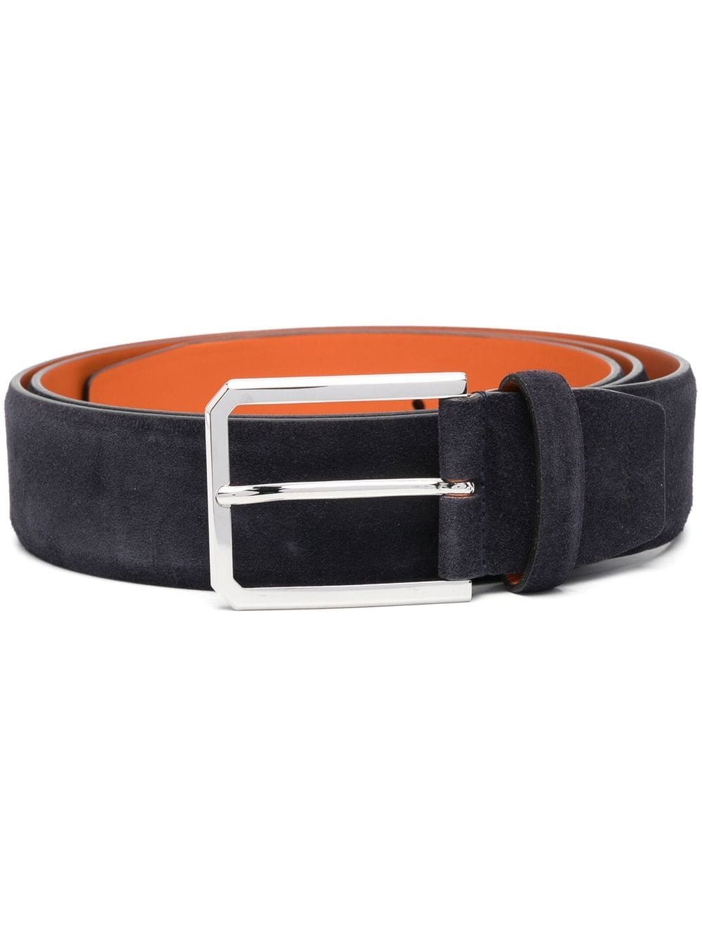 square-buckle suede belt