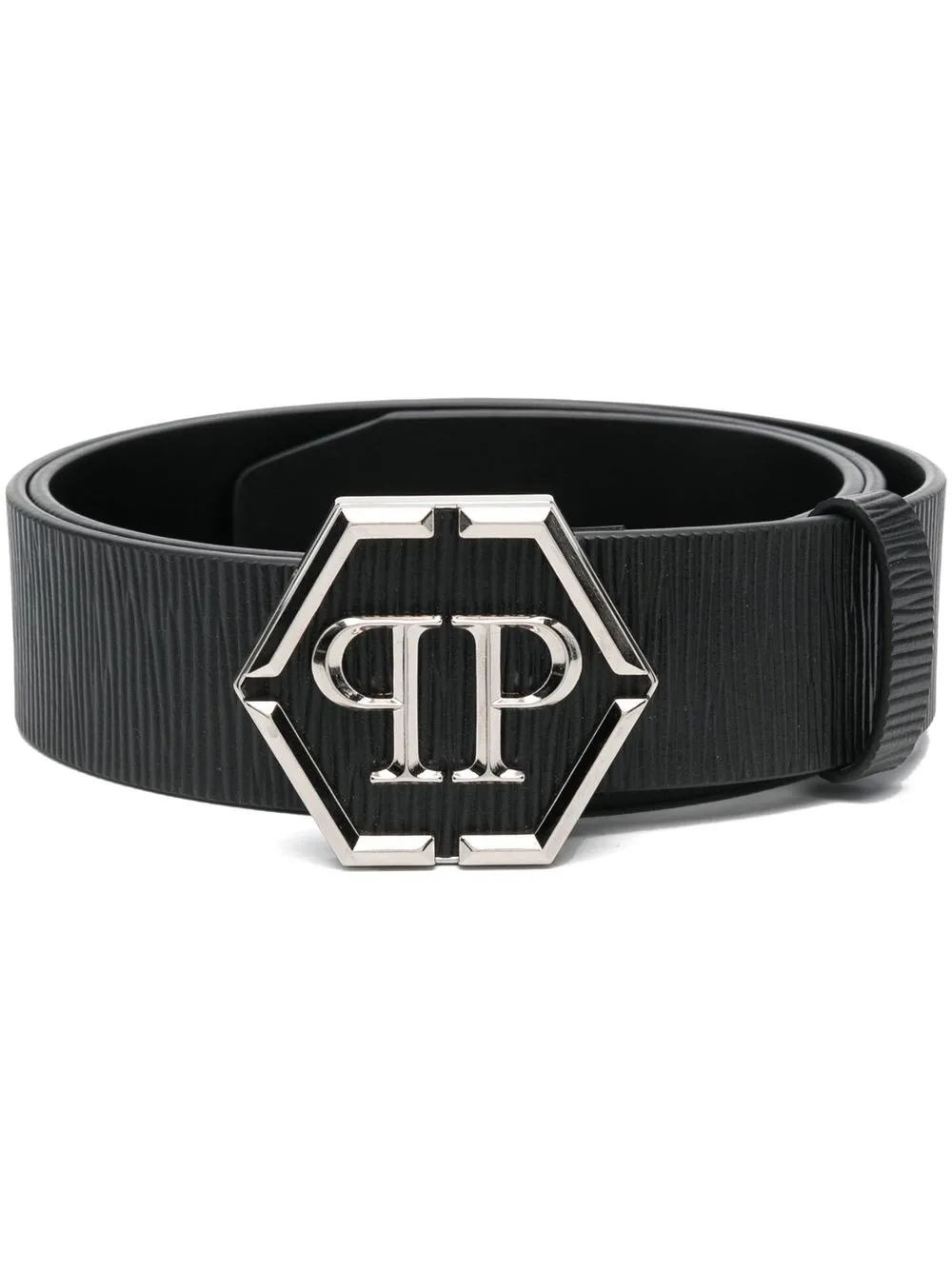 

Philipp Plein Hexagon logo-plaque belt - Black