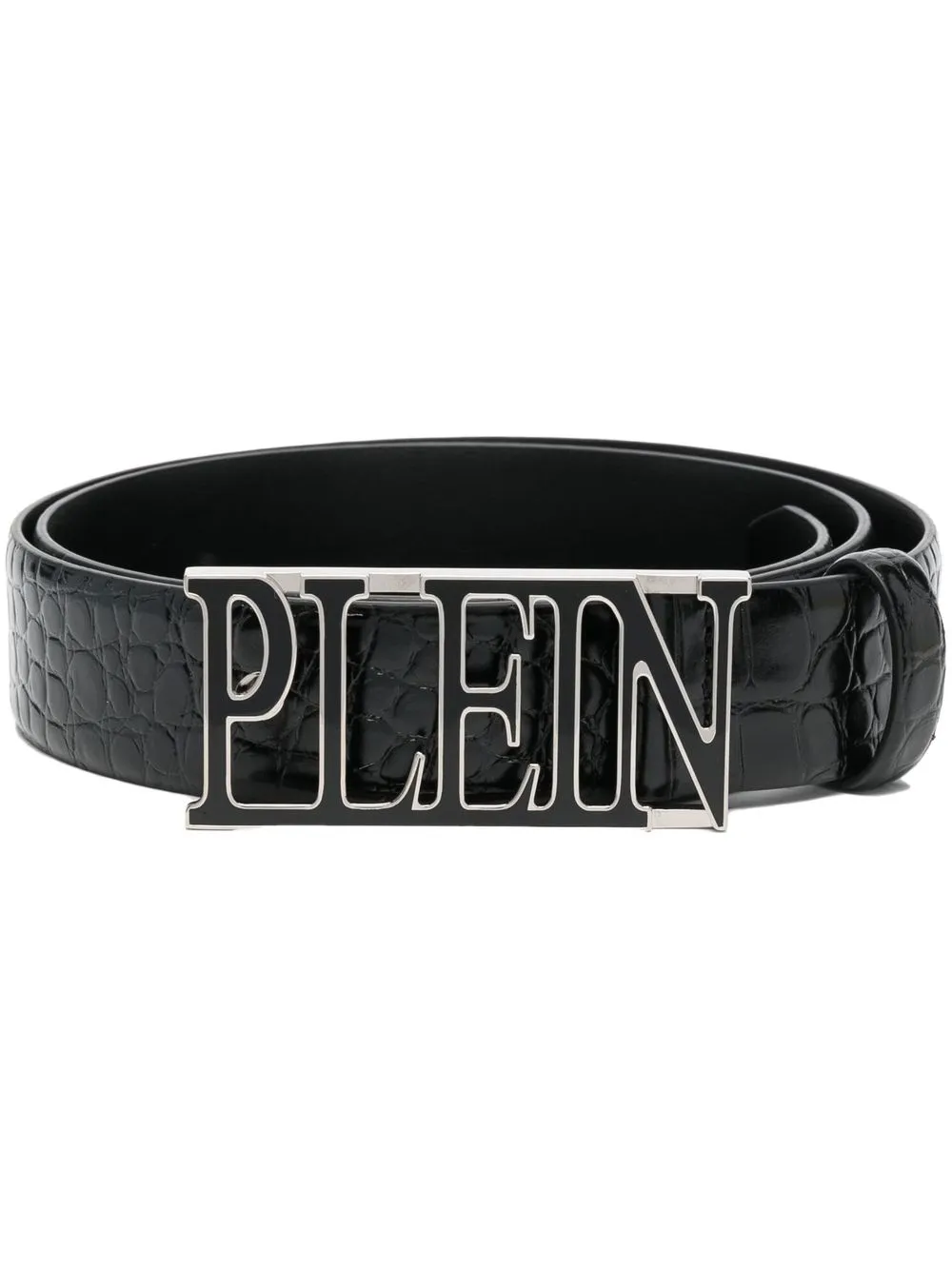 

Philipp Plein logo-plaque crocodile-effect belt - Black