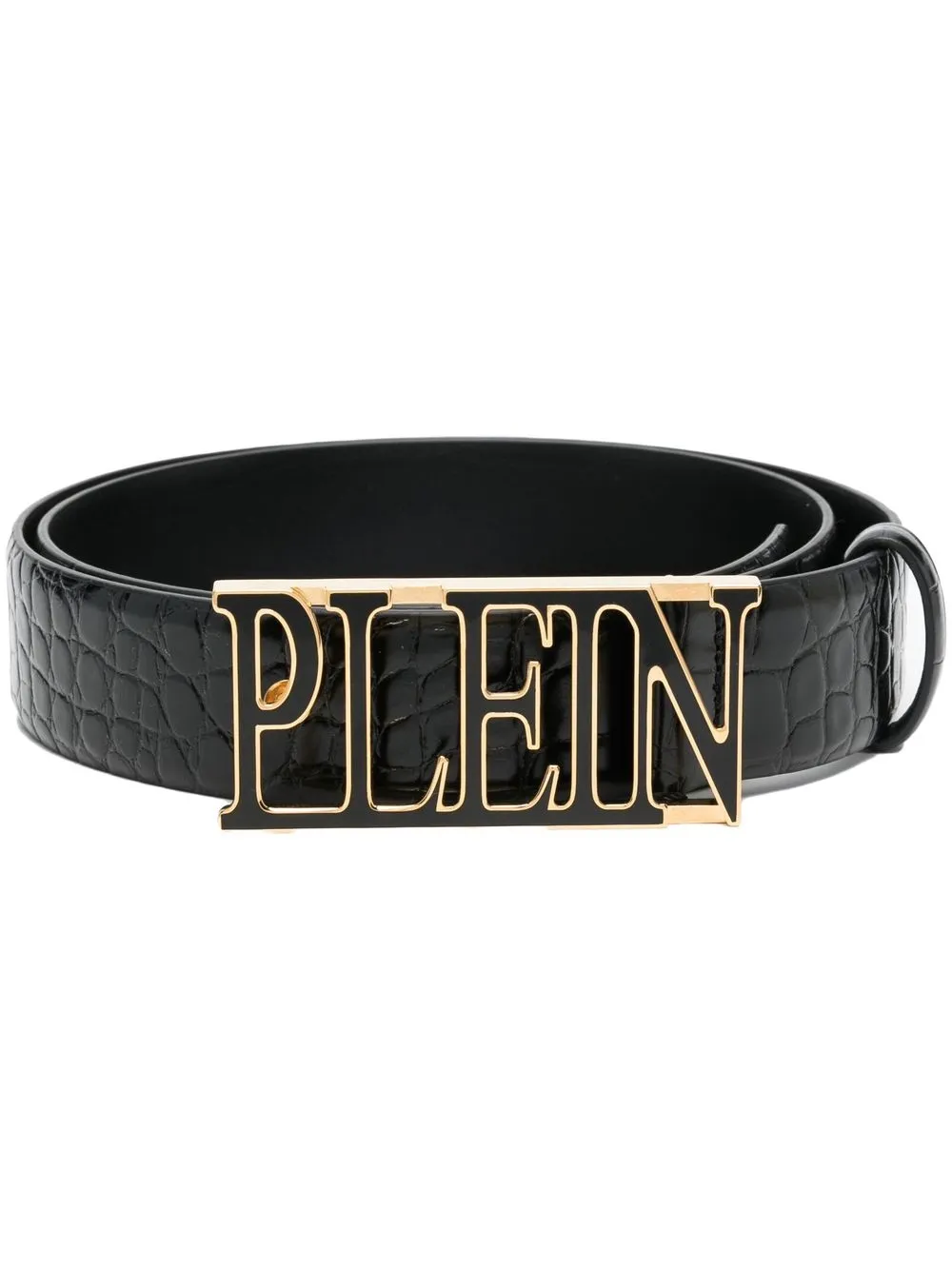 

Philipp Plein logo-plaque crocodile-embossed belt - Black