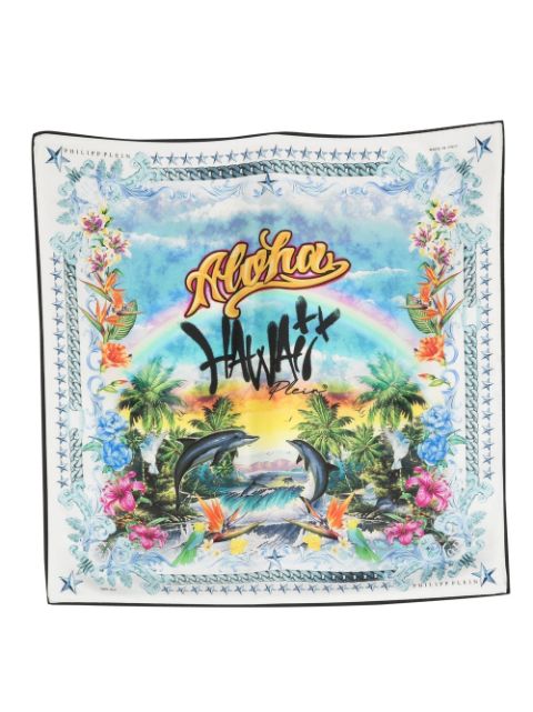 Philipp Plein Hawaii-print silk scarf Men