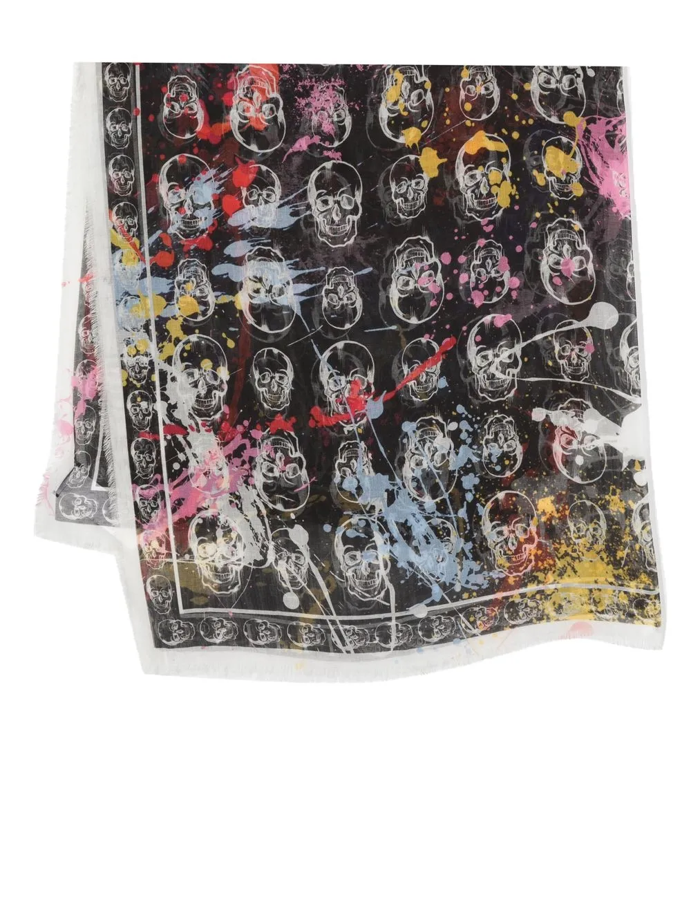 

Philipp Plein paint-splattered skull scarf - Black