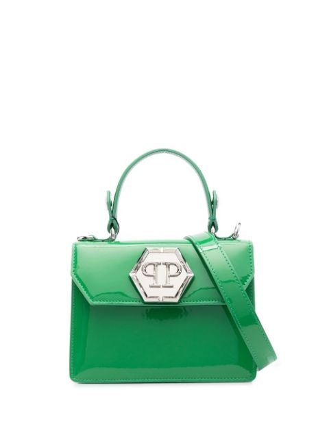 Philipp Plein logo-plaque patent-leather handbag Women