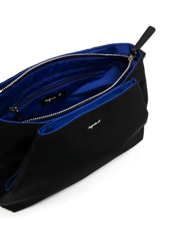 Agnès b. logo-plaque Satin Shoulder Bag | Black | FARFETCH