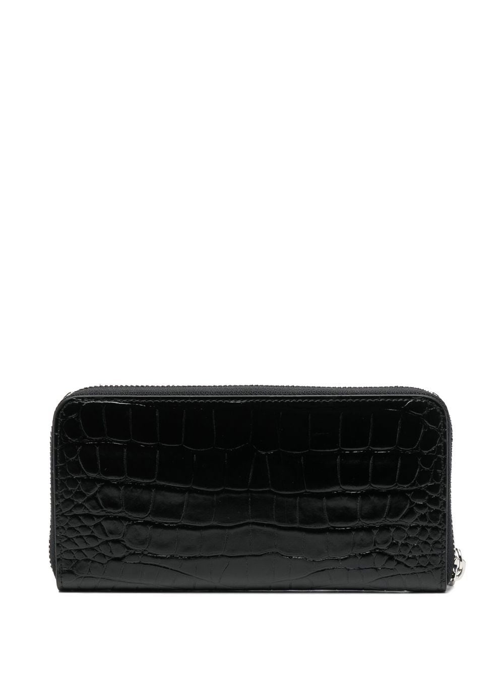 Shop Philipp Plein Crocodile-embossed Leather Purse In Schwarz