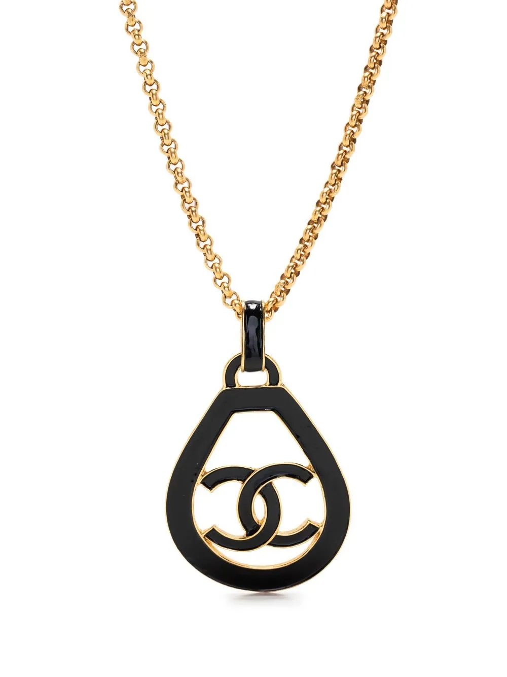 

CHANEL Pre-Owned enamel CC pendant necklace - Gold