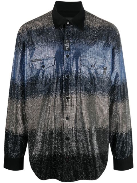 Philipp Plein Striped sequin shirt Men