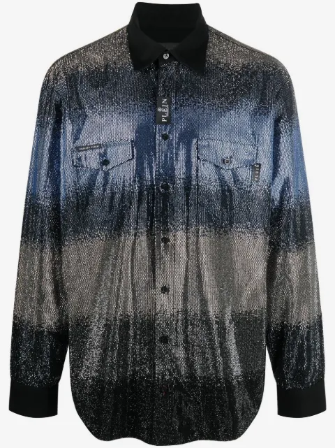 Philipp Plein Striped sequin shirt