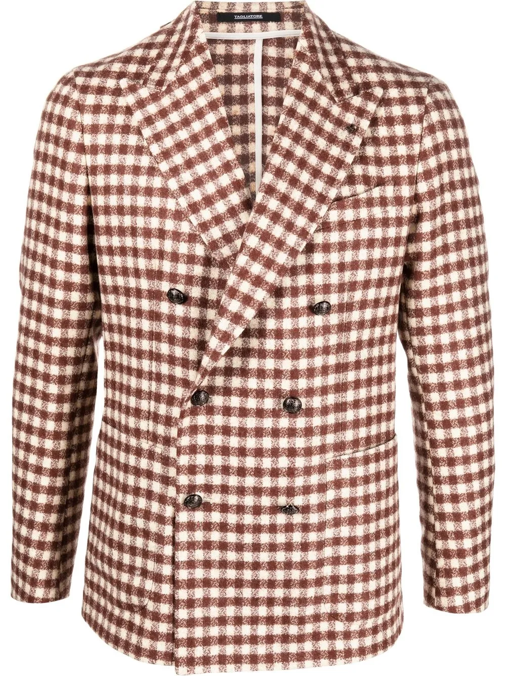 Click to view more detailed imagery on our partner's website Tagliatore Gingham Double-breasted Blazer In Red
