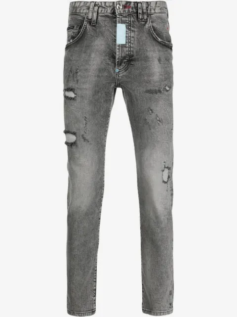 Philipp Plein skinny jeans con efecto envejecido