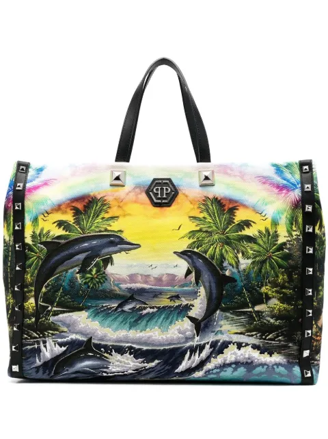 Philipp Plein Bolsa tote com estampa gráfica