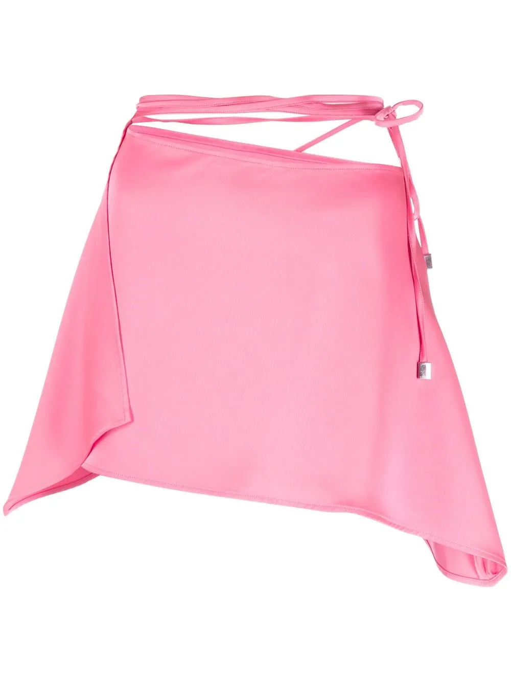 

The Attico tied-waist asymmetric mini skirt - Pink