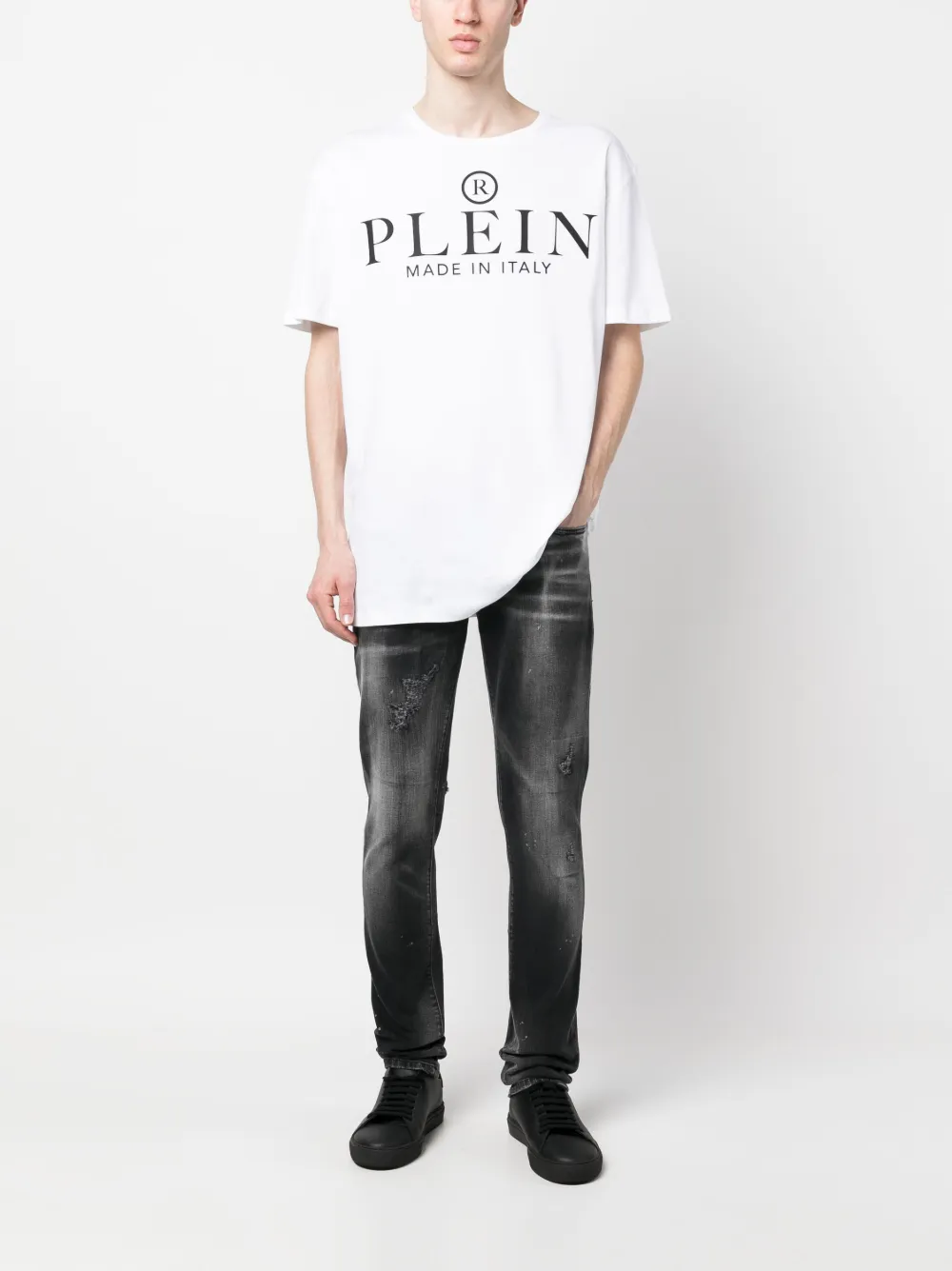 Philipp Plein Gerafelde jeans - Zwart