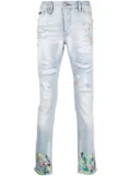 Philipp Plein paint splatter straight jeans - Blue