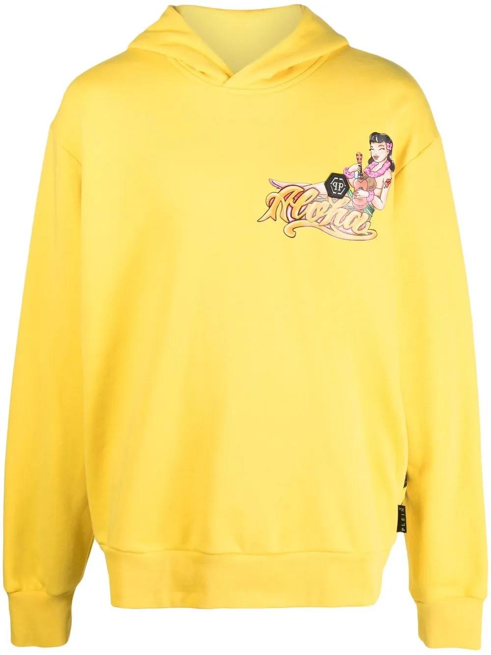 Philipp Plein Aloha Hawaii-print Hoodie In Yellow