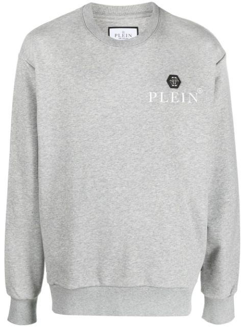 Philipp Plein logo-plaque crew neck jumper Men