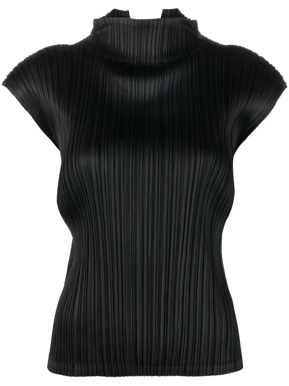 

Pleats Please Issey Miyake high-collar plissé top - Black