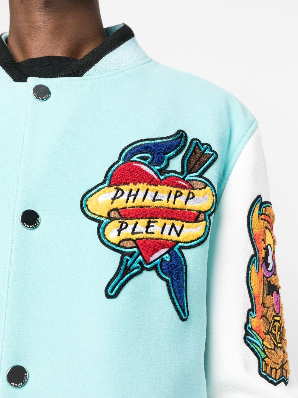 Shop Philipp Plein Hawaii Varsity Bomber Jacket In Blue