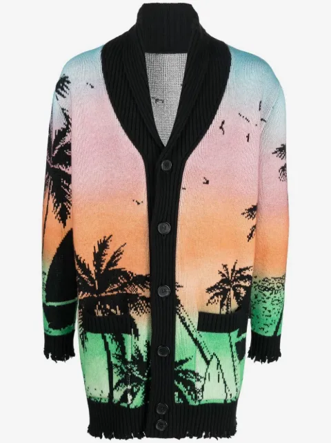 Philipp Plein Hawaii-print button-up cardigan