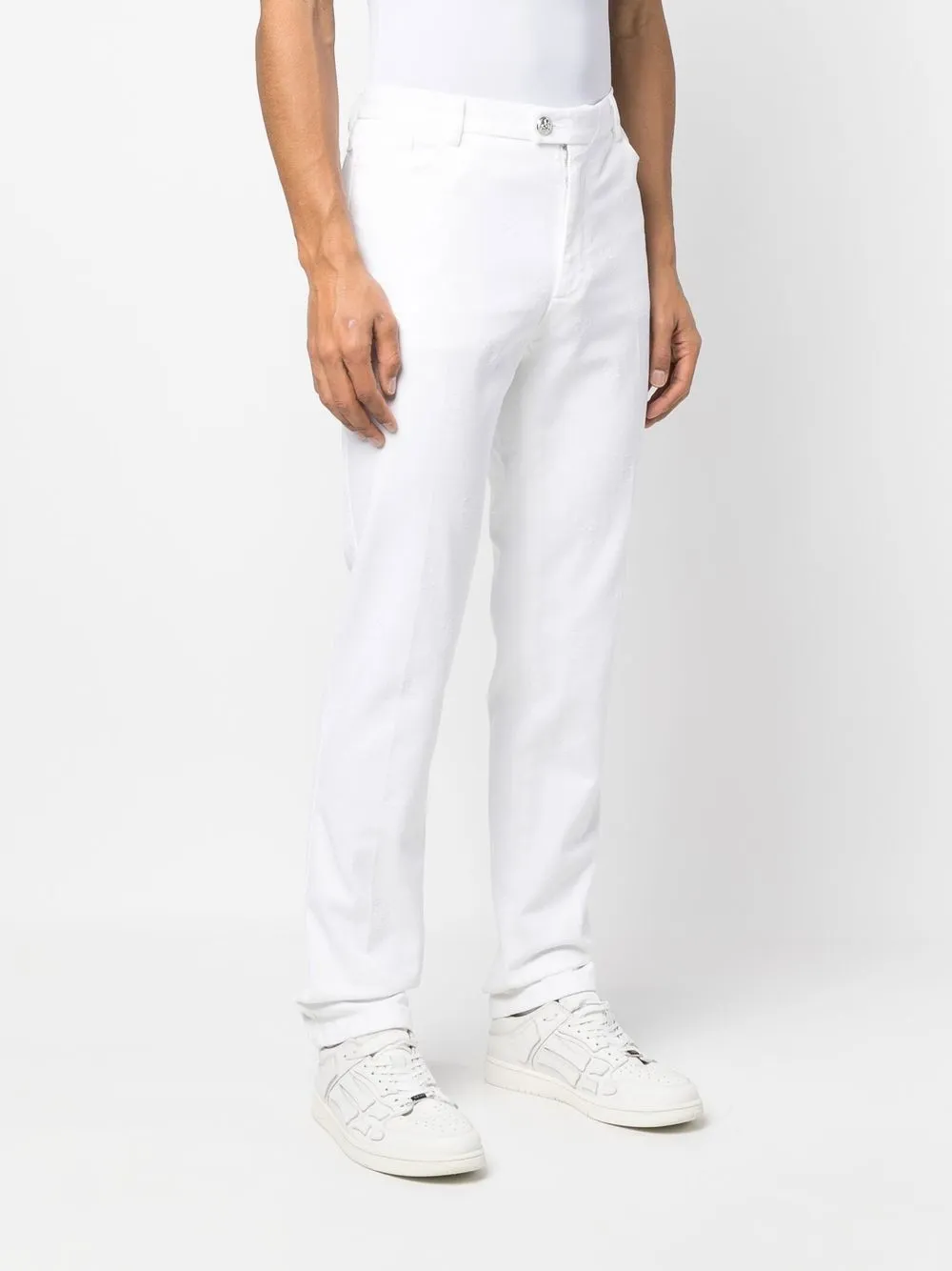  Philipp Plein Straight Leg Hose Mit Totenkopf   Weiß 