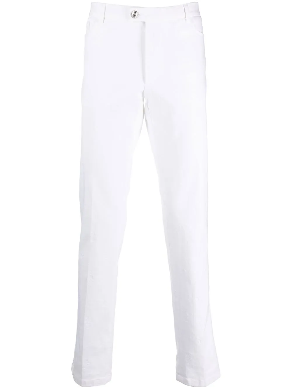 

Philipp Plein skull embroidery straight-leg trousers - White