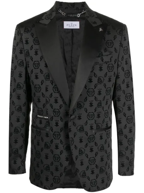Philipp Plein blazer boutonné à motif monogrammé 