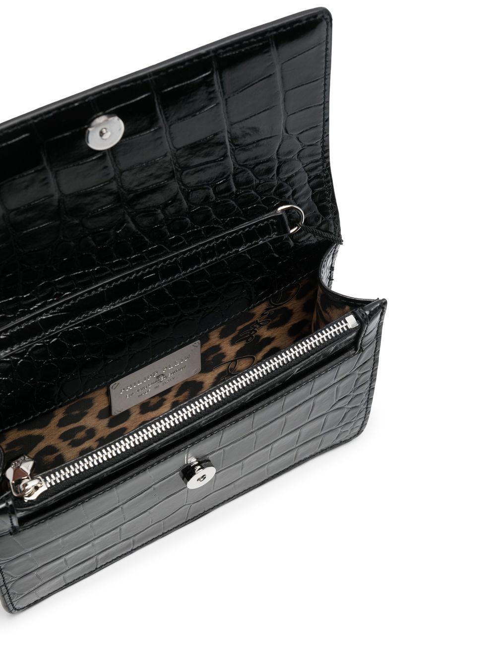 Shop Philipp Plein Superheroin Crocodile-embossed Clutch Bag In 黑色