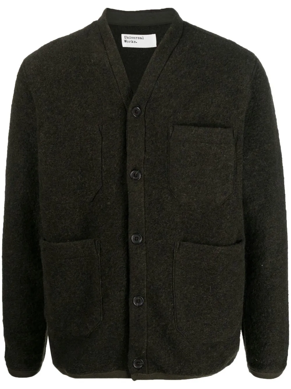 

Universal Works patch-pocket wool-blend cardigan - Green