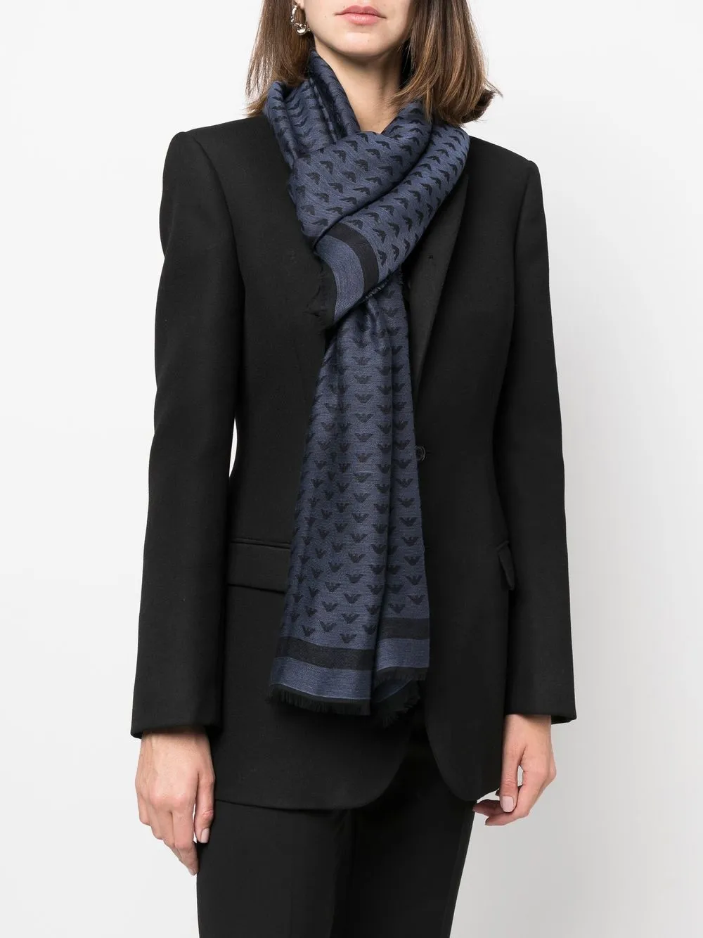 Emporio Armani Sjaal met logoprint - Blauw