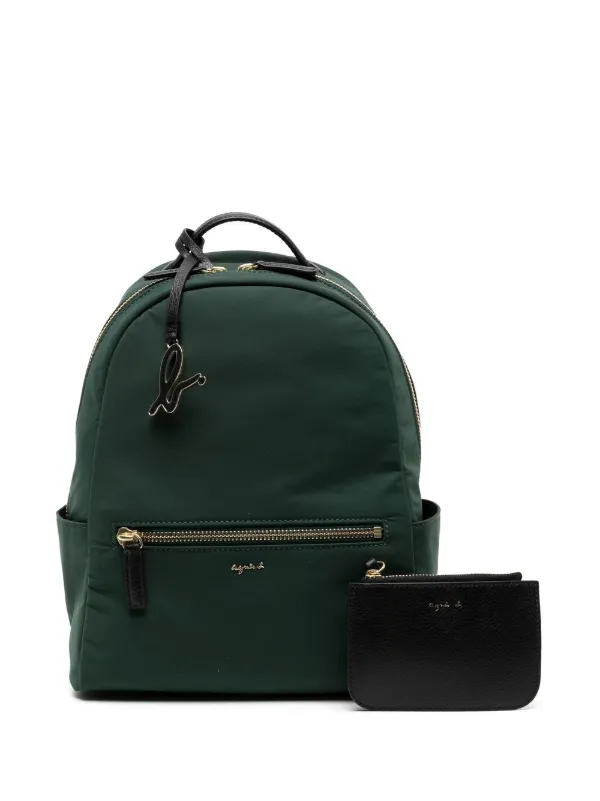 Green store leather backpack