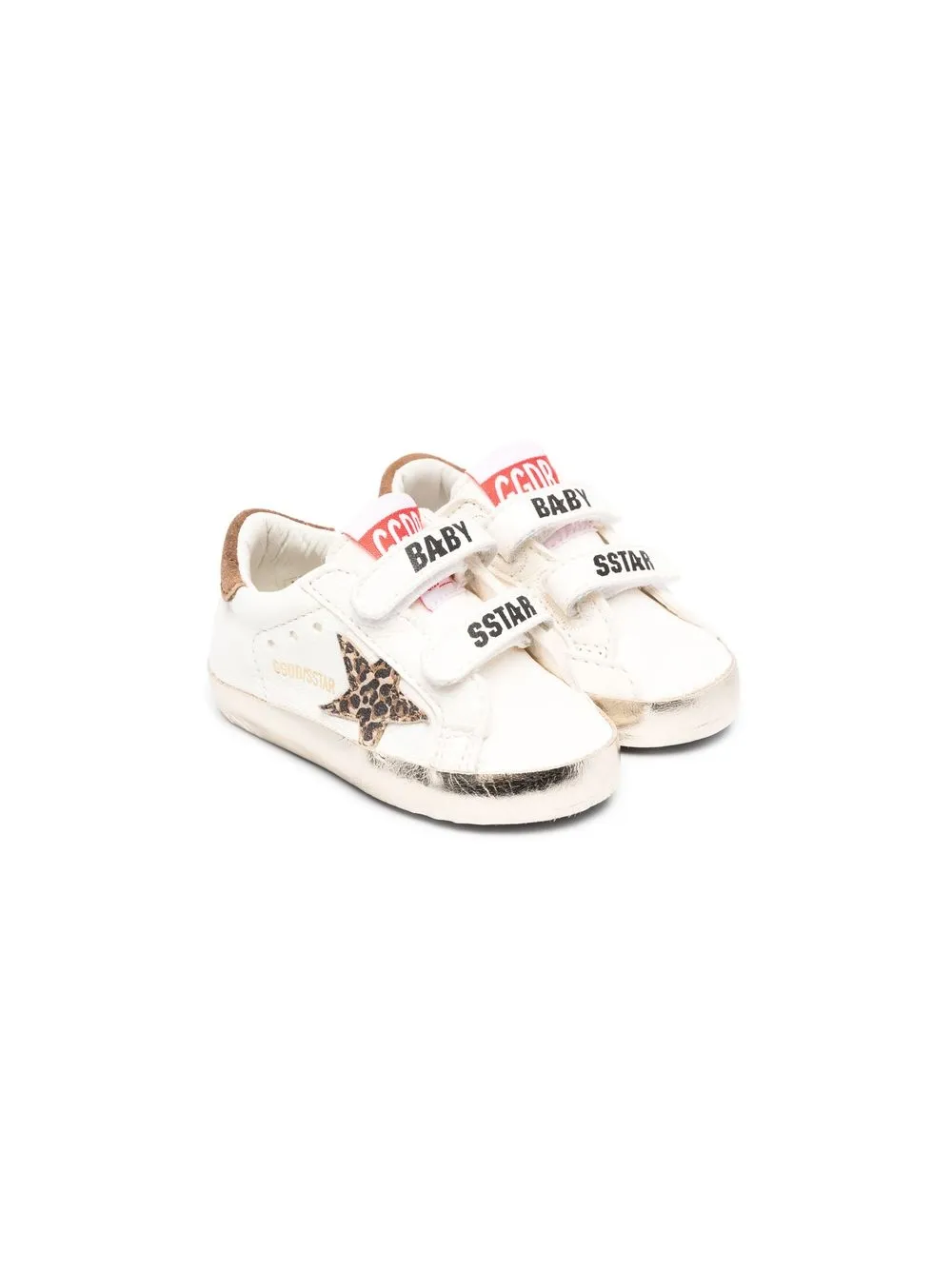 

Golden Goose Kids tenis con logo de estrella y estampado de leopardo - Blanco