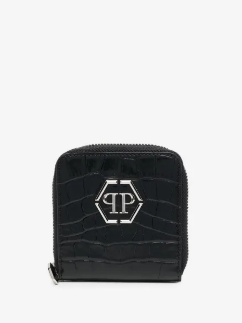 Philipp Plein mini crocodile-embossed leather wallet