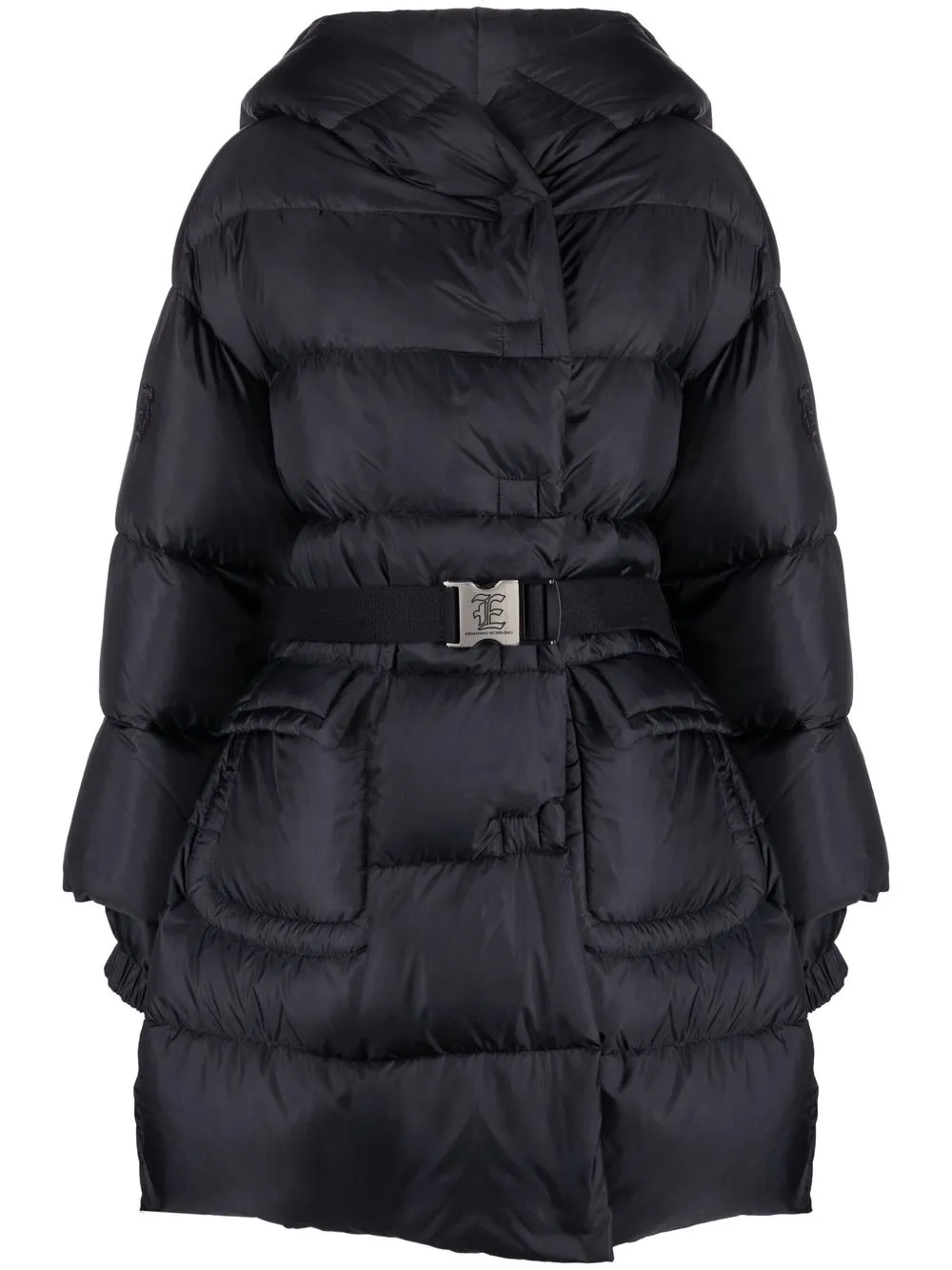 

Ermanno Scervino hooded belted padded coat - Black