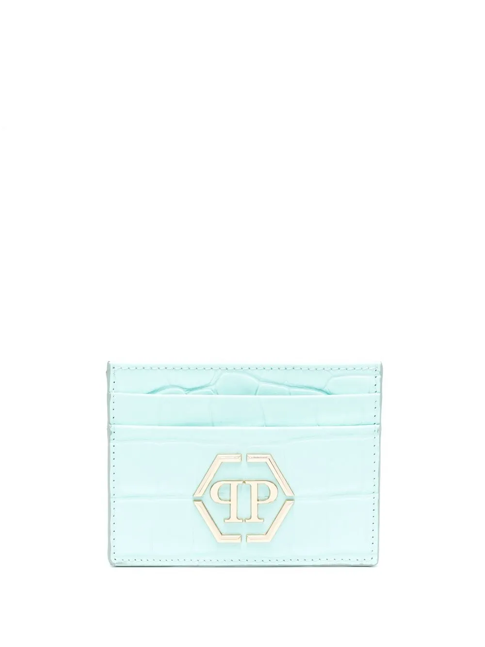 

Philipp Plein croc embossed leather card holder - Blue