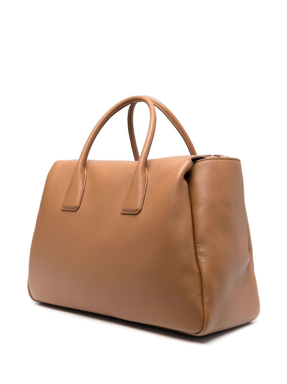 prada triangle logo leather travel bag - brown