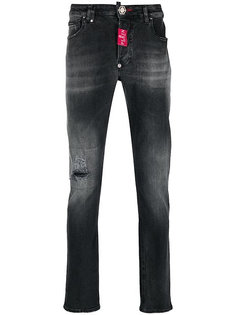 Philipp Plein Straight-Leg-Jeans mit Logo-Patch