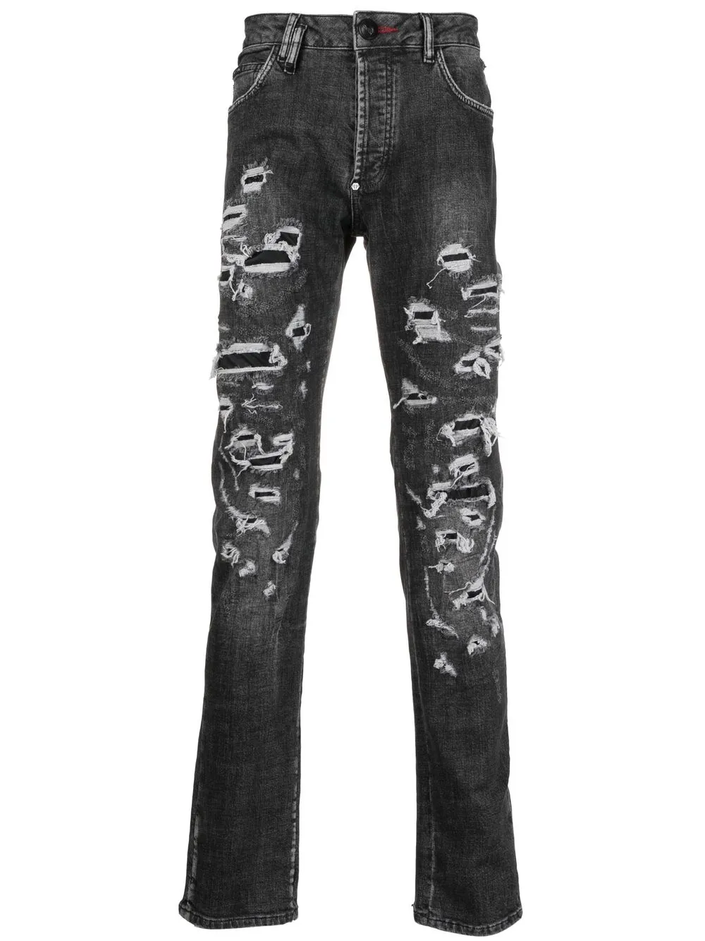 

Philipp Plein distressed straight-leg jeans - Grey