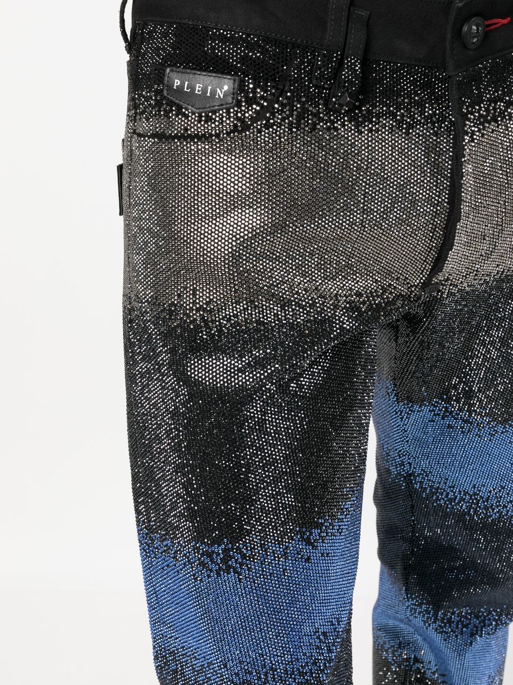 Shop Philipp Plein Gradient Crystal-embellished Jeans In Black