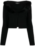 Blumarine oversized-collar cropped cardigan - Black