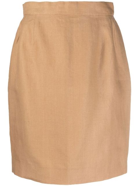 HOT SALE CHANEL 1980s high-waisted linen skirt Women